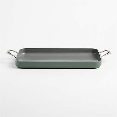Crate & Barrel EvenCook Ceramic ™ Rosemary Nonstick Double Burner Grill Pan