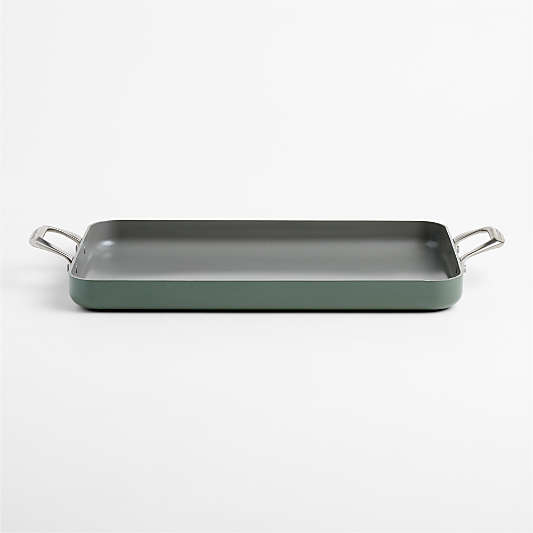 Crate & Barrel EvenCook Ceramic ™ Rosemary Nonstick Double Burner Grill Pan