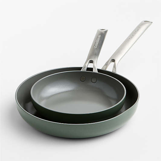Crate & Barrel EvenCook Ceramic ™ Rosemary Nonstick Fry Pans, Set of 2