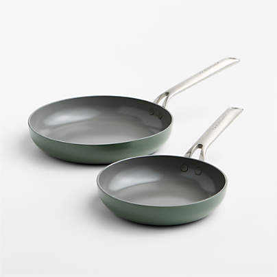 Crate & Barrel EvenCook Ceramic ™ Rosemary Nonstick Fry Pans, Set of 2
