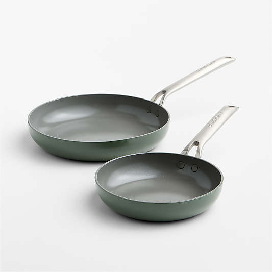 Crate & Barrel EvenCook Ceramic ™ Rosemary Nonstick Fry Pans, Set of 2