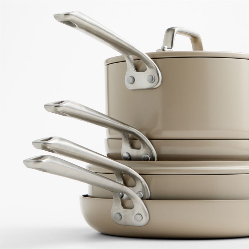 Crate & Barrel EvenCook Ceramic ™ Taupe Nonstick 8-Piece Cookware Set with Bonus - image 3 of 5