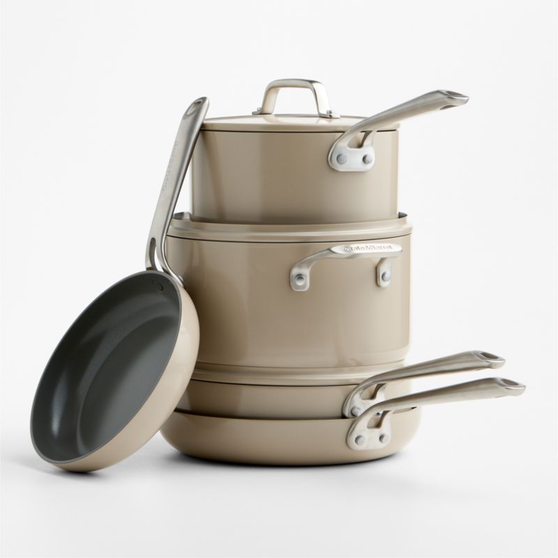 Crate & Barrel EvenCook Ceramic ™ Taupe Nonstick 8-Piece Cookware Set with Bonus - image 4 of 5