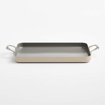 Crate & Barrel EvenCook Ceramic ™ Taupe Nonstick Double Burner Grill Pan