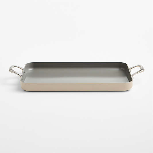 Crate & Barrel EvenCook Ceramic ™ Taupe Nonstick Double Burner Grill Pan