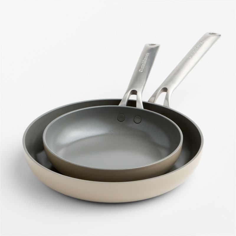 Crate & Barrel EvenCook Ceramic ™ Taupe Nonstick Fry Pans, Set of 2 - image 2 of 4