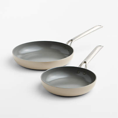 Crate & Barrel EvenCook Ceramic ™ Taupe Nonstick Fry Pans, Set of 2