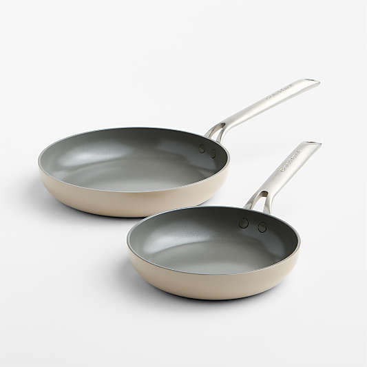 Crate & Barrel EvenCook Ceramic ™ Taupe Nonstick Fry Pans, Set of 2