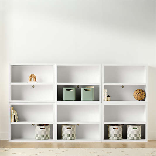 Ever Simple 108" Set of 3 Modular White Wood Kids Open Bookcases