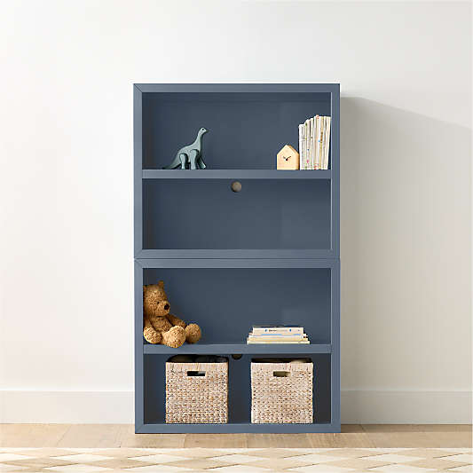 Ever Simple 36" Modular Slate Blue Wood Kids Open Bookcase