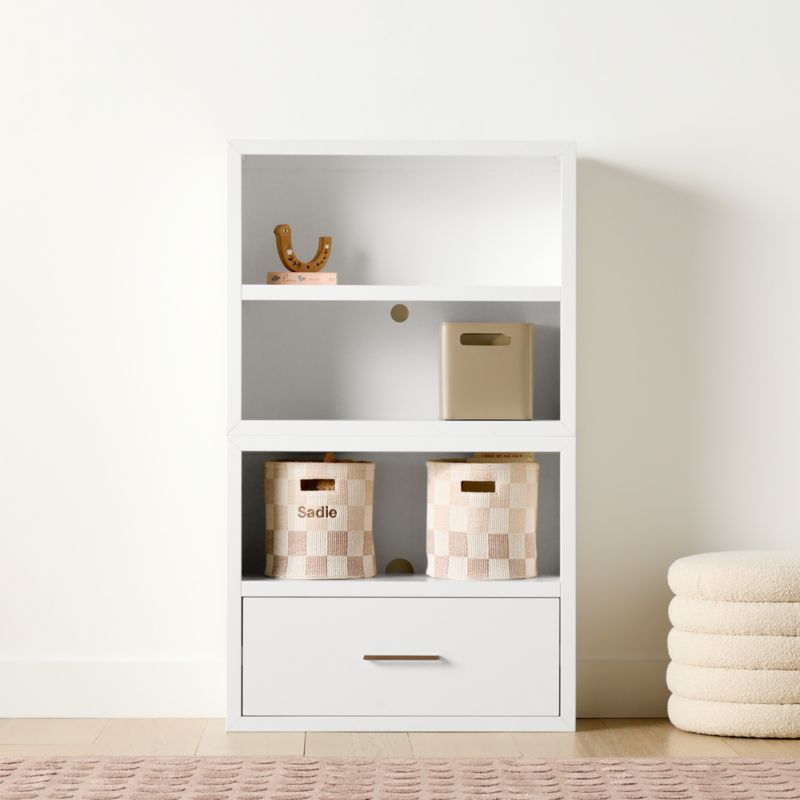 Ever Simple 36" Modular White Wood Kids Open Bookcase with Drawer - image 2 of 15