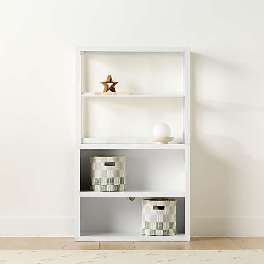 Ever Simple 36" Modular White Wood Kids Open Bookcase with Hutch