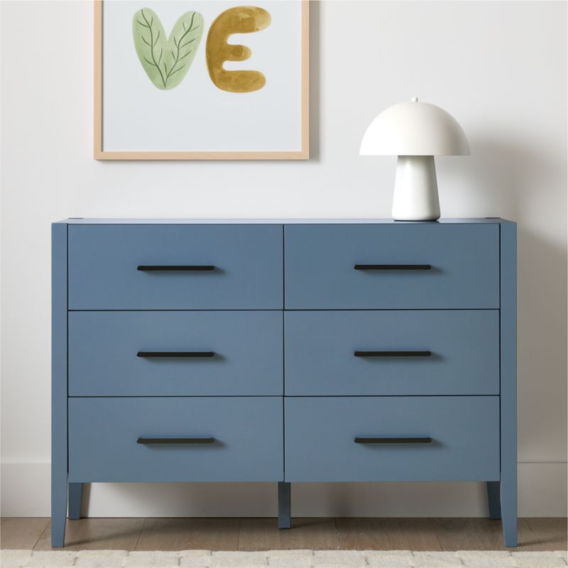 Ever Simple 48" Slate Blue Wood 6-Drawer Kids Dresser - image 2 of 9