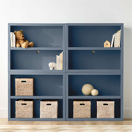 Ever Simple 72" Set of 2 Modular Slate Blue Wood Kids Open Bookcases