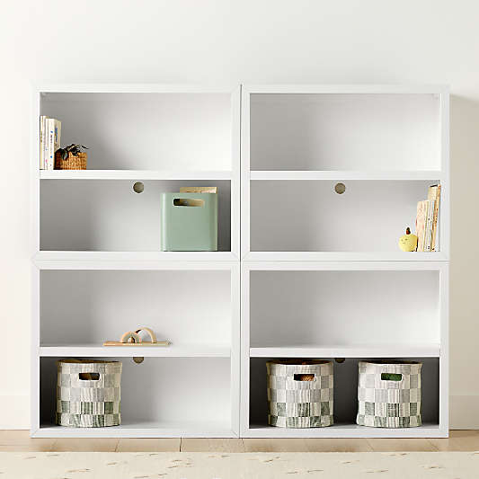 Ever Simple 72" Set of 2 Modular White Wood Kids Open Bookcases