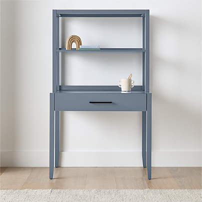 Ever Simple 36" Modular Slate Blue Wood Kids Desk with Hutch