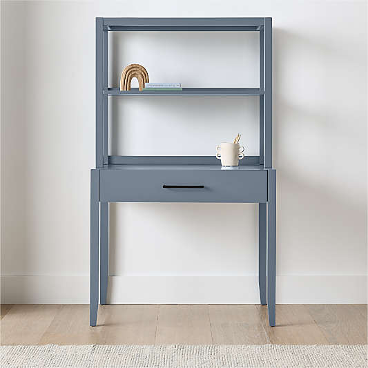 Ever Simple 36" Modular Slate Blue Wood Kids Desk with Hutch