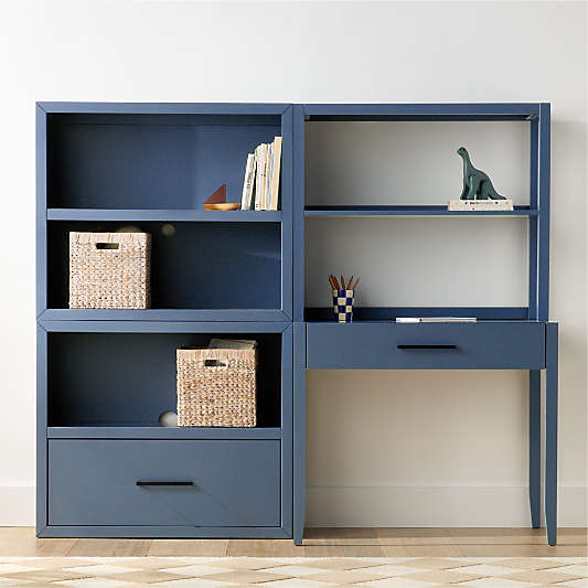 Ever Simple Modular Slate Blue Wood Kids Workspace Suite