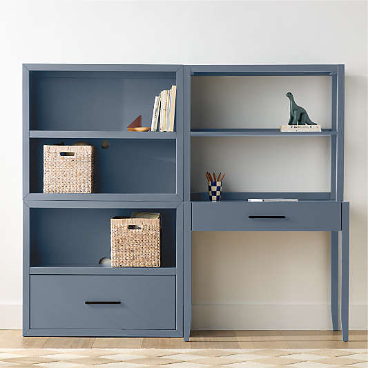 Ever Simple 72" Modular Slate Blue Wood Kids Workspace Suite