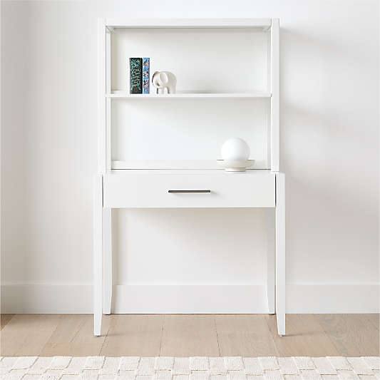 Ever Simple 36" Modular White Wood Kids Desk with Hutch