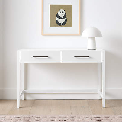 Ever Simple 47" White Wood Wide 2-Drawer Kids Desk