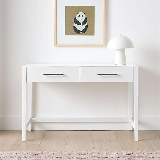 Ever Simple 47" White Wood Wide 2-Drawer Kids Desk