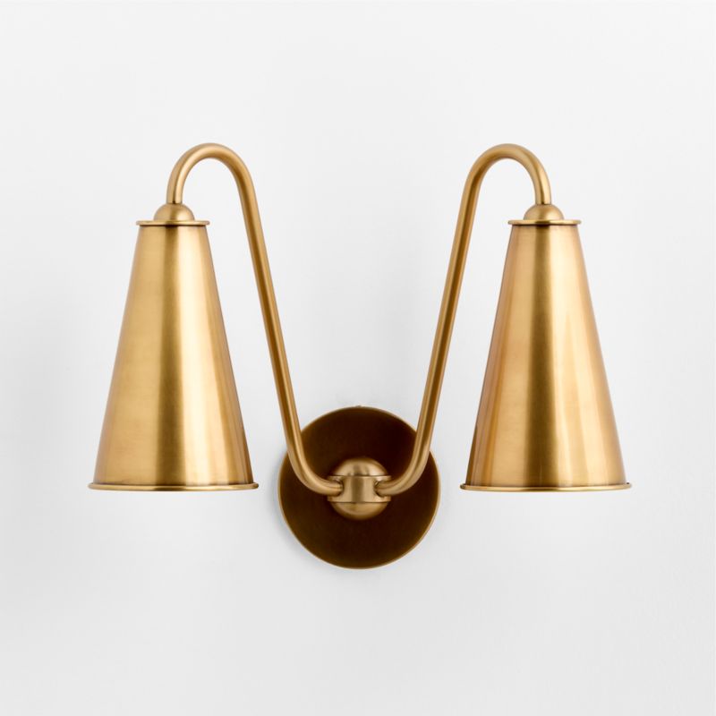 Everton Brass Double Wall Sconce Light with Real Brass Metal Shades - image 2 of 4