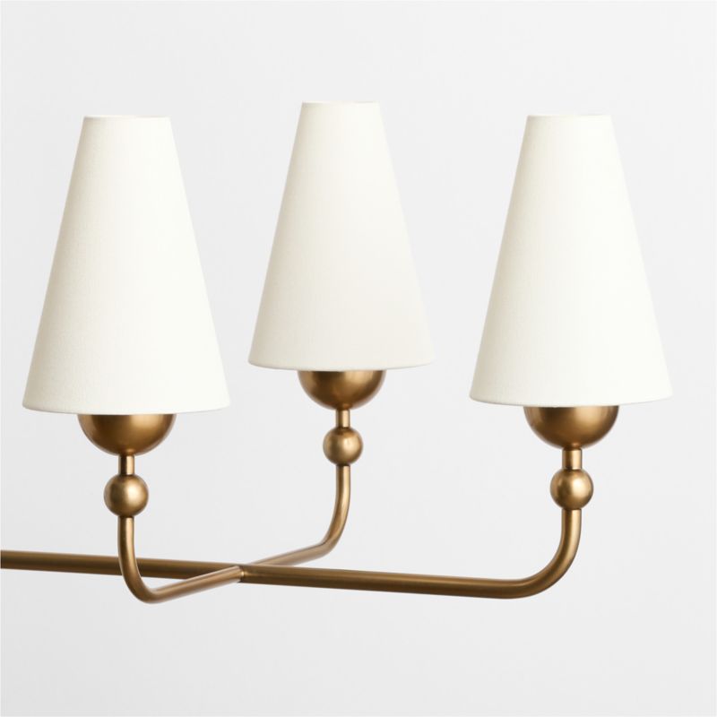 Everton Brass Linear Chandelier Light with White Linen Shades - image 2 of 5