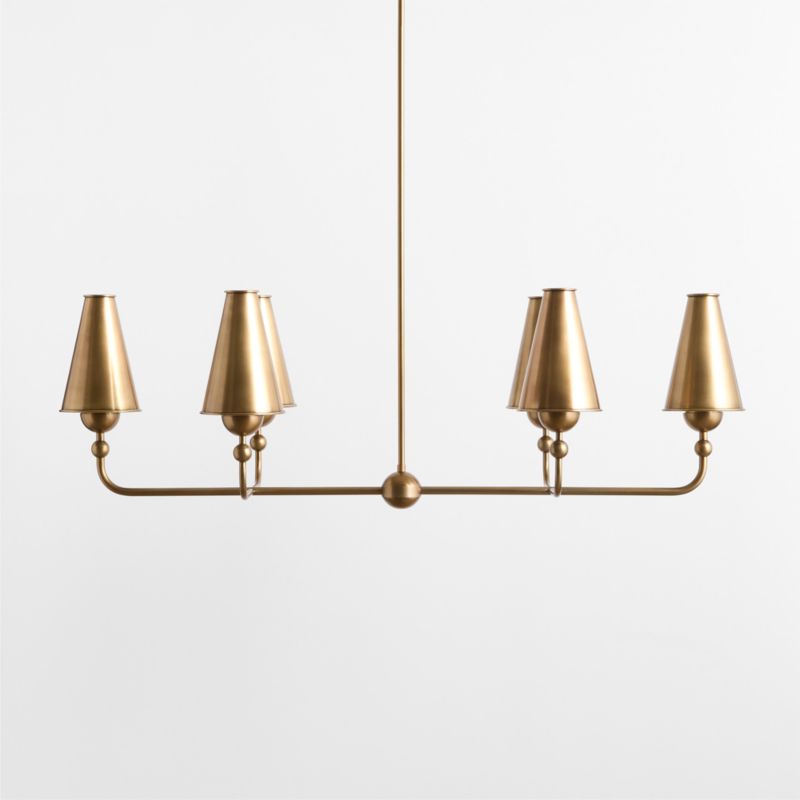 Everton Brass Linear Chandelier Light with Real Brass Shades - image 1 of 6