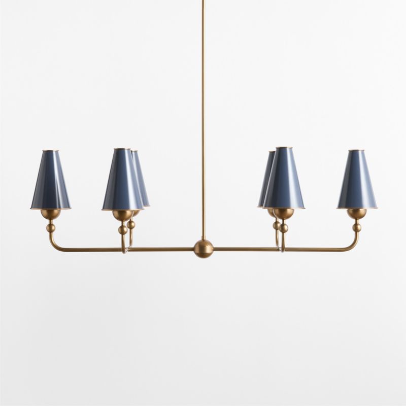 Everton Brass Linear Chandelier Light with Navy Metal Shades - image 1 of 7