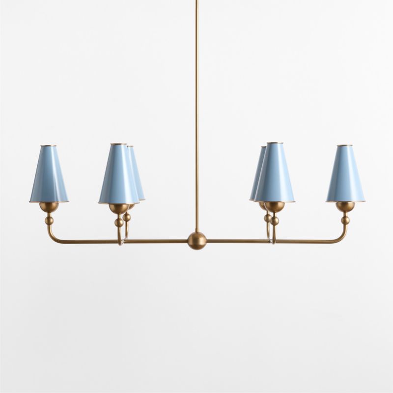 Everton Brass Linear Chandelier Light with Light Blue Metal Shades - image 1 of 5