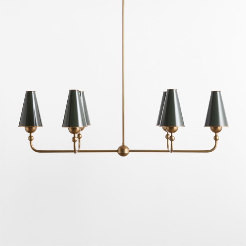Everton Brass Linear Chandelier Light with Green Metal Shades - image 1 of 6