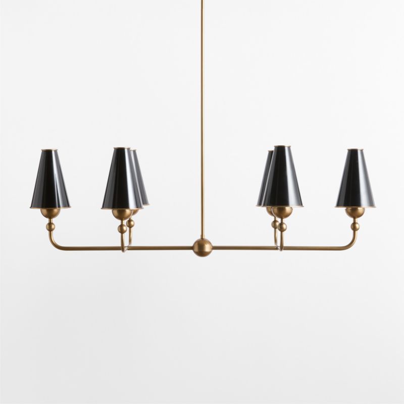 Everton Brass Linear Chandelier Light with Black Metal Shades - image 1 of 6