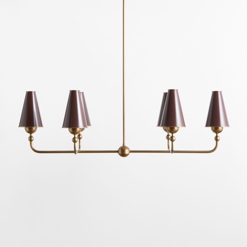 Everton Brass Linear Chandelier Light with Aubergine Metal Shades - image 1 of 5