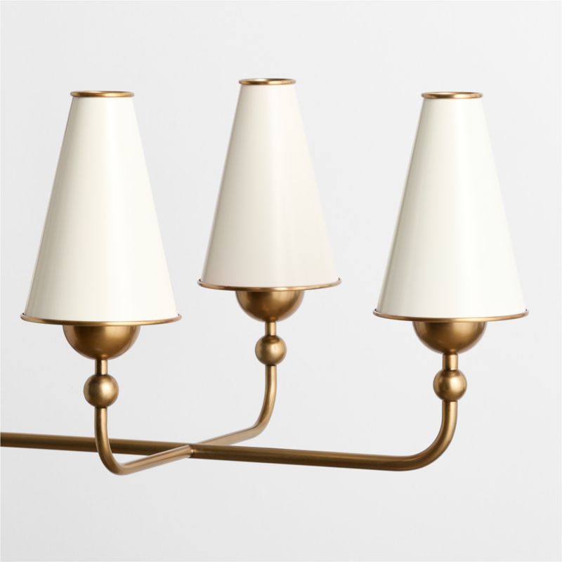 Everton Brass Linear Chandelier Light with White Metal Shades - image 2 of 5