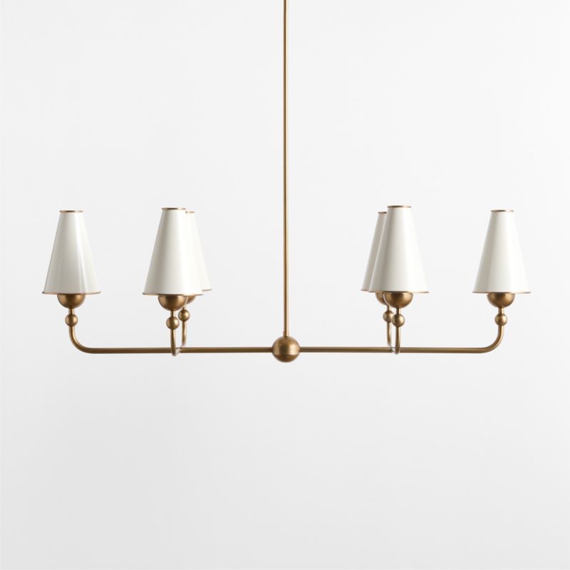 Everton Brass Linear Chandelier Light with White Metal Shades - image 1 of 5