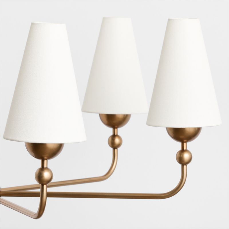 Everton Brass Round Chandelier Light with White Linen Shades - image 2 of 5