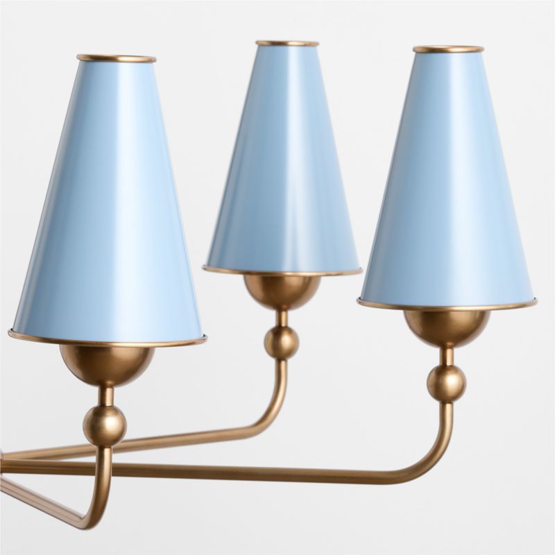 Everton Brass Round Chandelier Light with Light Blue Metal Shades - image 2 of 5
