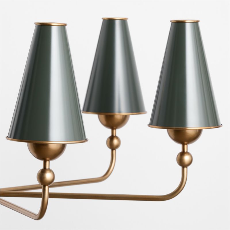 Everton Brass Round Chandelier Light with Green Metal Shades - image 2 of 5