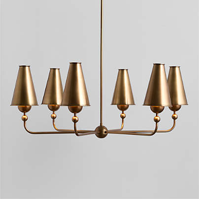 Everton Brass Round Chandelier Light with Real Brass Shades