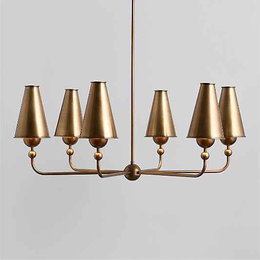 Everton Brass Round Chandelier Light with Real Brass Shades