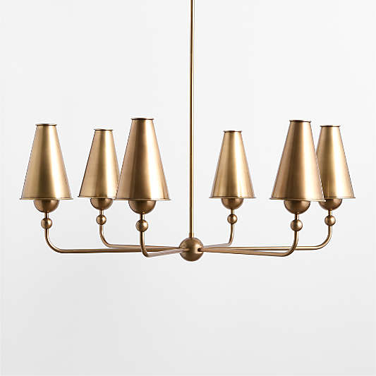 Everton Brass Round Chandelier Light with Real Brass Shades