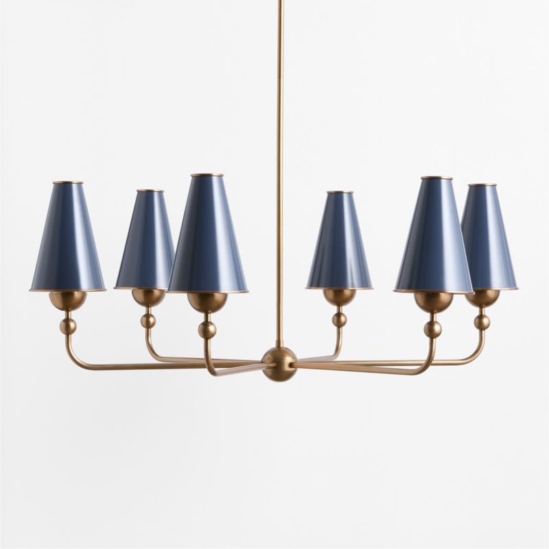 Everton Brass Round Chandelier Light with Navy Metal Shades - image 1 of 5