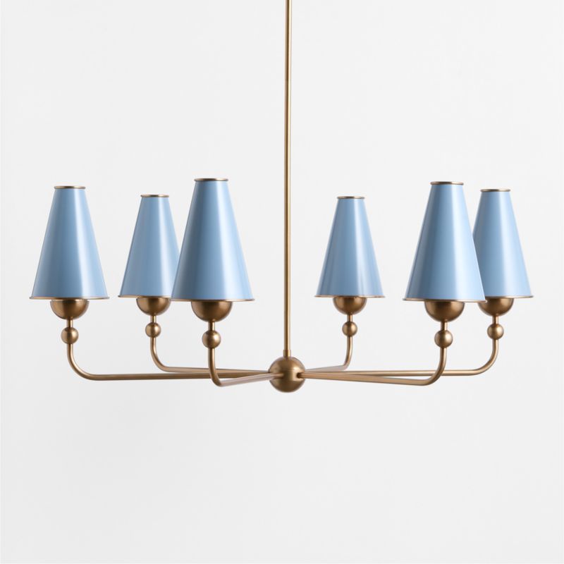 Everton Brass Round Chandelier Light with Light Blue Metal Shades - image 1 of 5