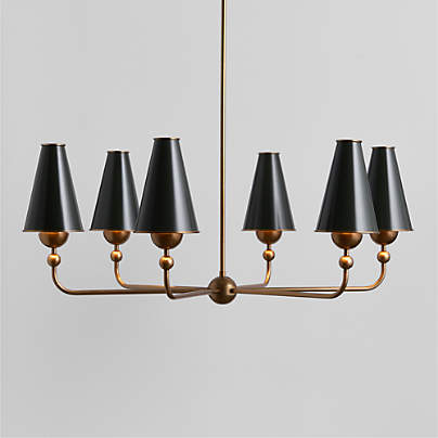 Everton Brass Round Chandelier Light with Green Metal Shades