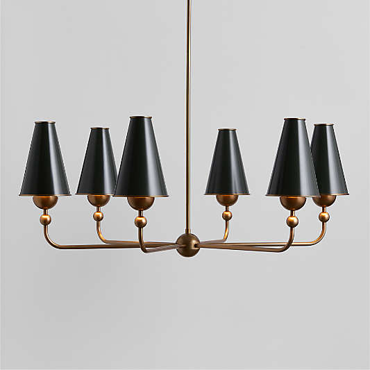 Everton Brass Round Chandelier Light with Green Metal Shades