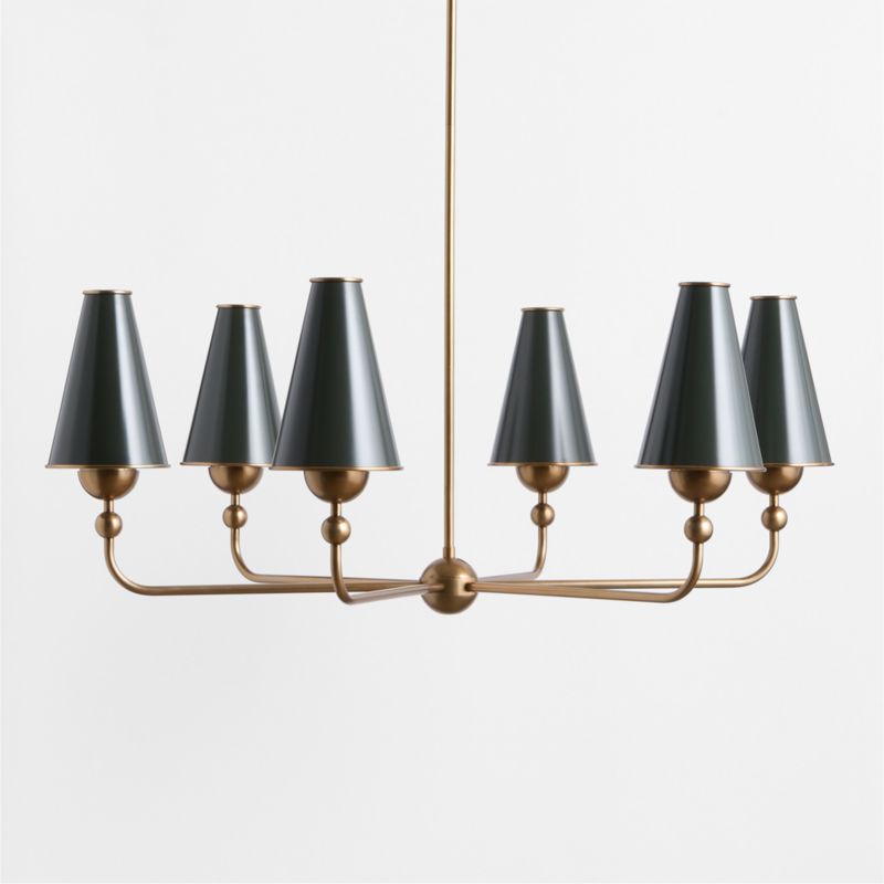 Everton Brass Round Chandelier Light with Green Metal Shades - image 1 of 5