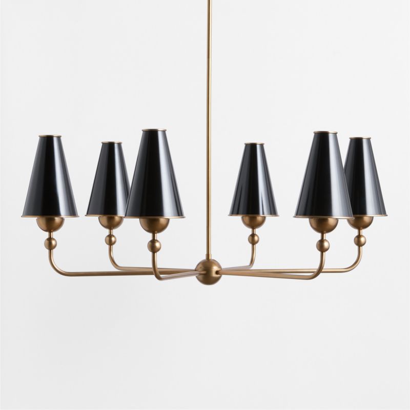 Everton Brass Round Chandelier Light with Black Metal Shades - image 2 of 6