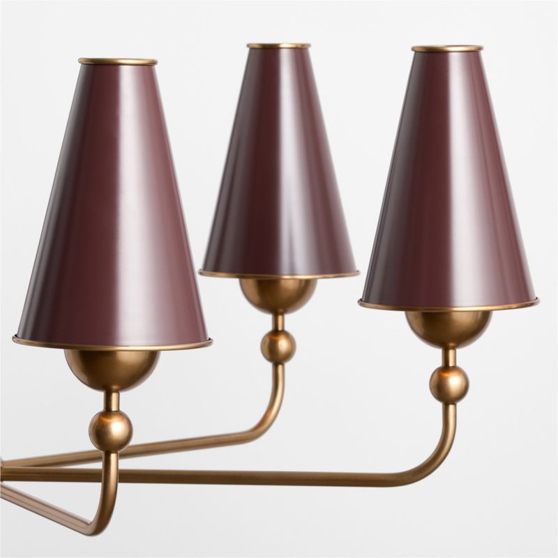 Everton Brass Round Chandelier Light with Aubergine Metal Shades - image 2 of 6