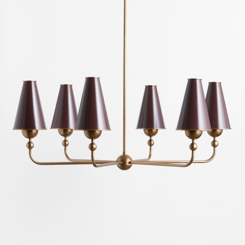 Everton Brass Round Chandelier Light with Aubergine Metal Shades - image 1 of 6
